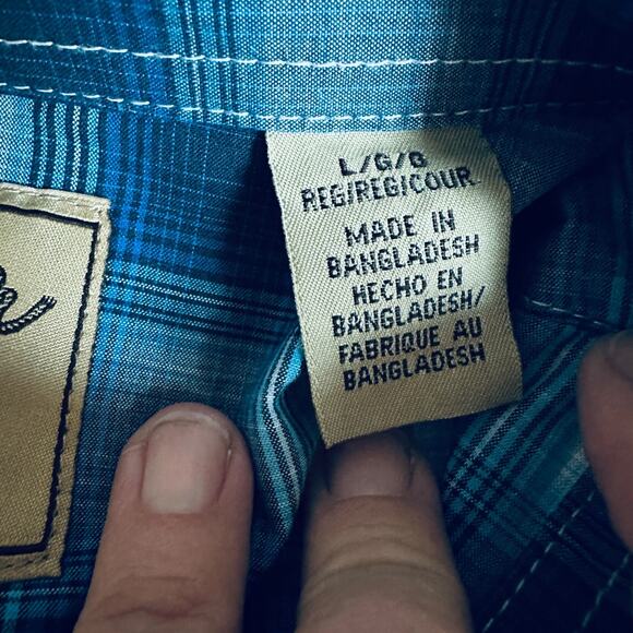 wrangler retro men’s modern fit western shirt blue long sleeve snap cotton large - Picture 3 of 11